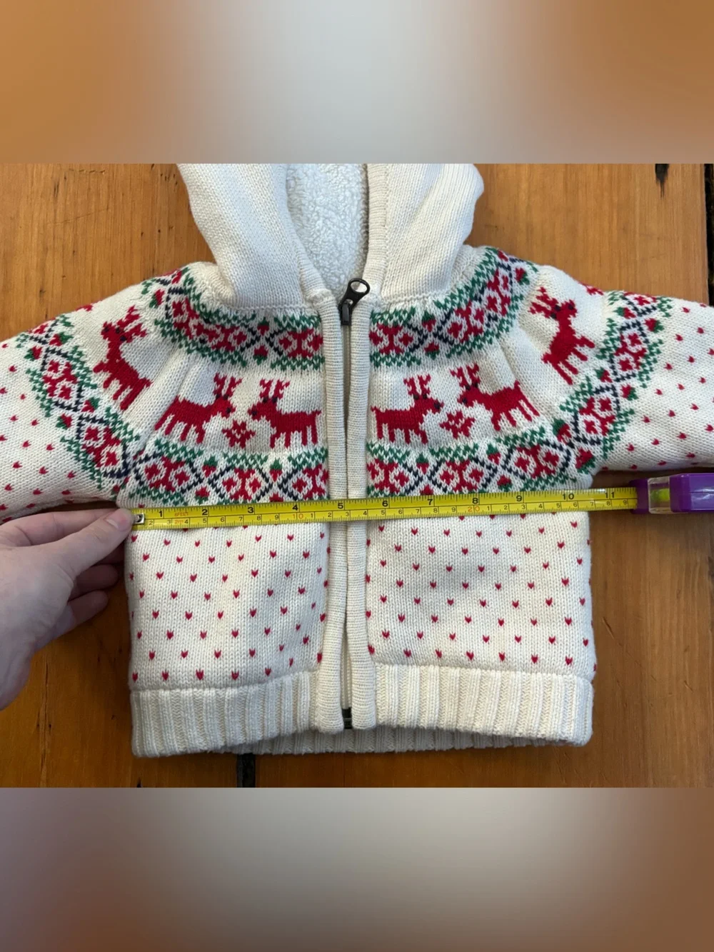 Hanna Andersson Gnome Hood Sweater Jacket Dear Deer, Size 6-12 Months Baby Kids